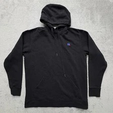 Russell Athletic Hoodie Mens Large Pullover Sweatshirt Minimalist Black