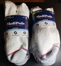 LOT of 2 MediPeds Men's Non-Binding Cushioned Ankle Socks, 6-Pairs Each XL 12-15