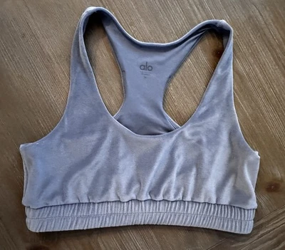 Alo grauer Velours Racerback Sport BH Größe M Damen - Bild 1 von 3
