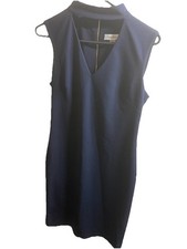 ❤️Calvin Klein Navy Blue Sleeveless Sheath Dress Size 6 Cocktail Work Casual Zip