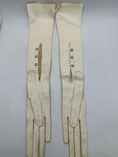 VTG Long Child Leather Opera Gloves Made In France 5 3/4 15  Pearl Buttons