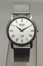 Vintage Seiko Slim Quartz White Dial Men's Wrist Watch