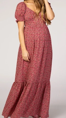 PINKBLUSH Maternity Maxi Dress Pictures/Event, Comfort Rustic Boho Hippie Floral