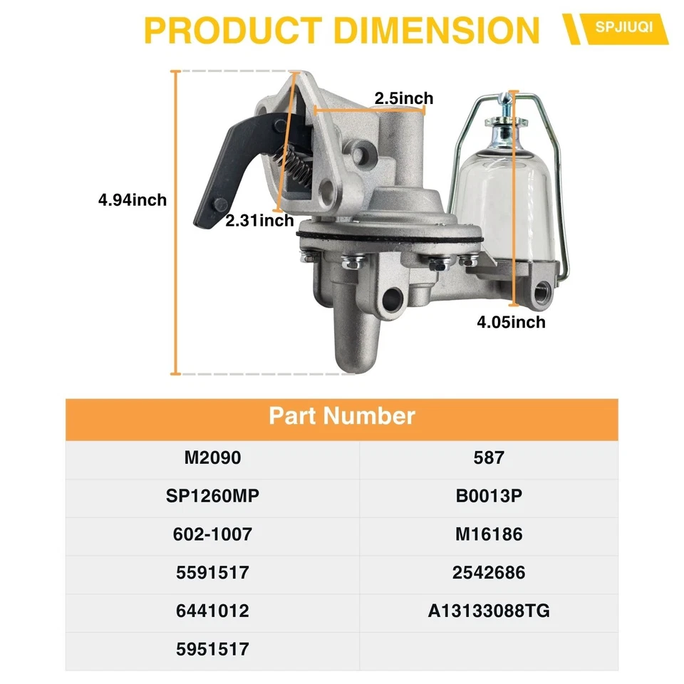 M2090 B0013P Fuel Pump for Dodge B-1 Truck B-2 WDX VD15 WC 3.3 3.6 3.8 3.9L I6 Foto 3 de 4
