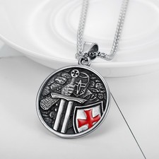 Knights Templar Shield Pendant Crusader Cross Gothic Medieval Necklace
