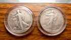 WALKING LIBERTY SILVER HALVES LOT OF 2 90% COINS NICE LOT $1 FACE