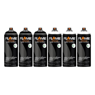 Flame Orange schwarz-weiß Sprühfarbe Pack - 400ml - 6 Dosen - matt