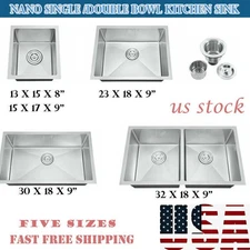 Nano Single/Double Bowl Kitchen Sink Handmade Undermount 304 Stainless Steel US