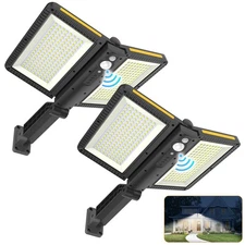 Solar Outdoor Lights, 6000LM Motion Sensor Outdoor Light Double Big Solar Pan...
