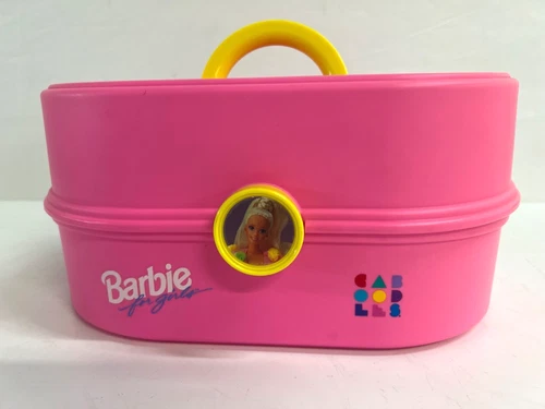 Vintage BARBIE Caboodles 2815 Pink Carrying Case w/ Bow Tray Inside