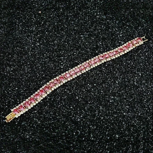7 Ct Round Cut Natural Ruby & Diamonds Women's Bracelet Solid 14K Yellow Gold 7 - Image 4 of 4