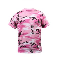 KIDS Pink Camo T-Shirt Army Boys Girls Children Hiking Camping