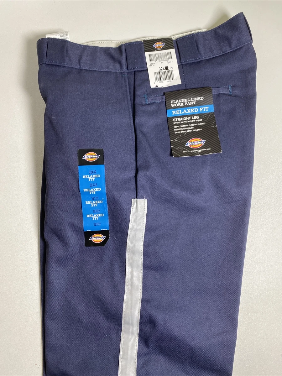 Dickies Flannel Lined Work Pants Safety Stripe 32x30 NWT Blue | eBay