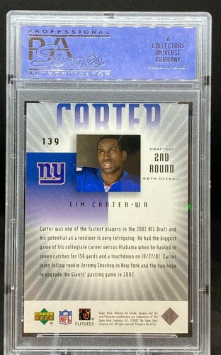 Tim Carter 2002 UD Graded Making The Grade Level 1 RC Rookie #478/700 PSA 9 - Picture 3 of 3