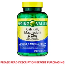 Spring Valley Calcium, Magnesium & Zinc Plus Vitamin D3 Coated Caplets, 250 Ct