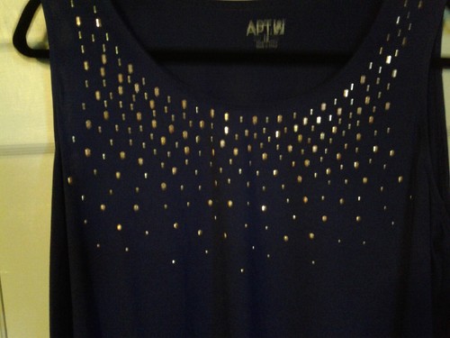 Apt 9 1X Top Dark Purple Solid Embellished Scoop Neck Sleeveless Asymmetrical - Picture 4 of 5