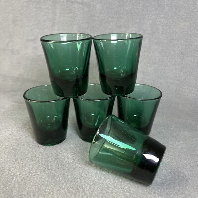 6 Juniper Green Liquor Shot Glasses 1.5 oz Libbey High Quality Shooter VTG HTF