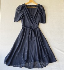 Tommy Hilfiger - Navy Blue Dress w/Navy Blue Polka Dot Textured Accents - Size 2