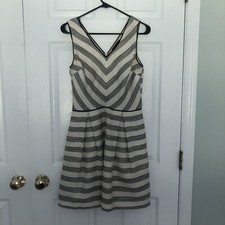 41 Hawthorn Ivory Striped Tea Flare Cocktail Dress S Small