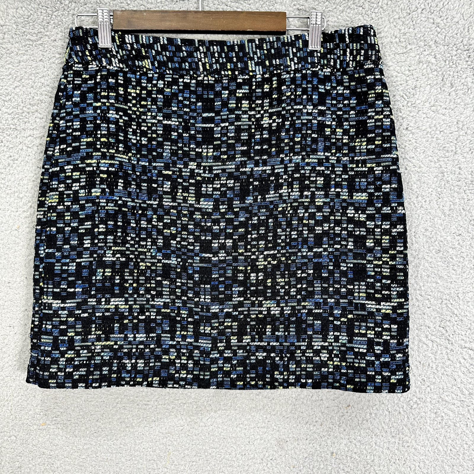 LOFT Mini Skirt Womens Size 10 Black Tweed Speckled Boho Office Preppy Style-image