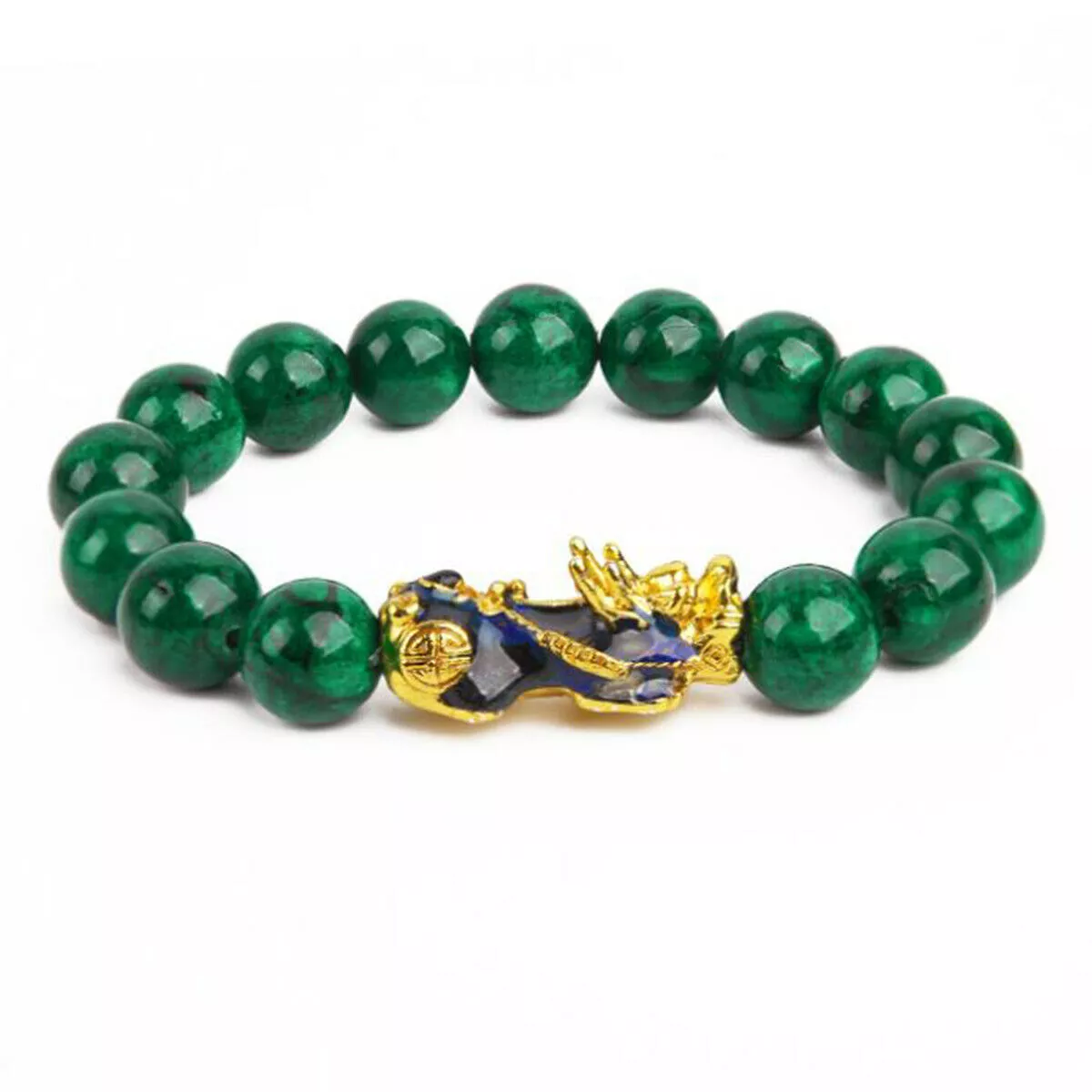 Feng Shui Green Obsidian Wealth Golden PiXiu Jade Bracelet Lucky Jewelry  10/14mm | eBay