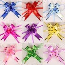 LOT OF 10 SMALL 1.75" PULL BOWS- CRAFTS, RIBBON GIFT WEDDING PARTY RED PINK