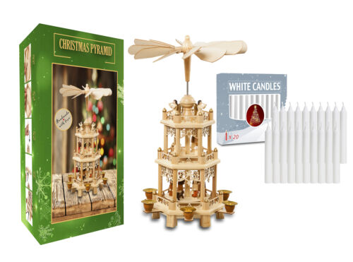 German Style Christmas Carousel Pyramid Windmill 18in-20 White Candles Included  - Picture 1 of 8