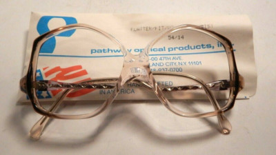 Vintage PATHWAY OPTICAL Flatter Fit 7 Mocha/Mist 54/14 Eyeglass Frame NOS #397