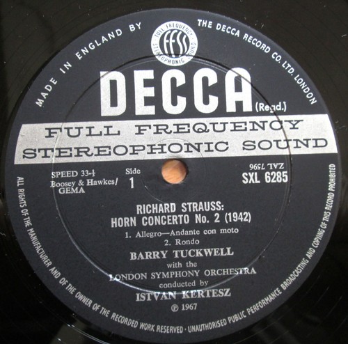 SXL 6285 WBG Strauss Horn Concertos Barry Tuckwell Kertesz NEAR MINT Decca 1st - Picture 2 of 6