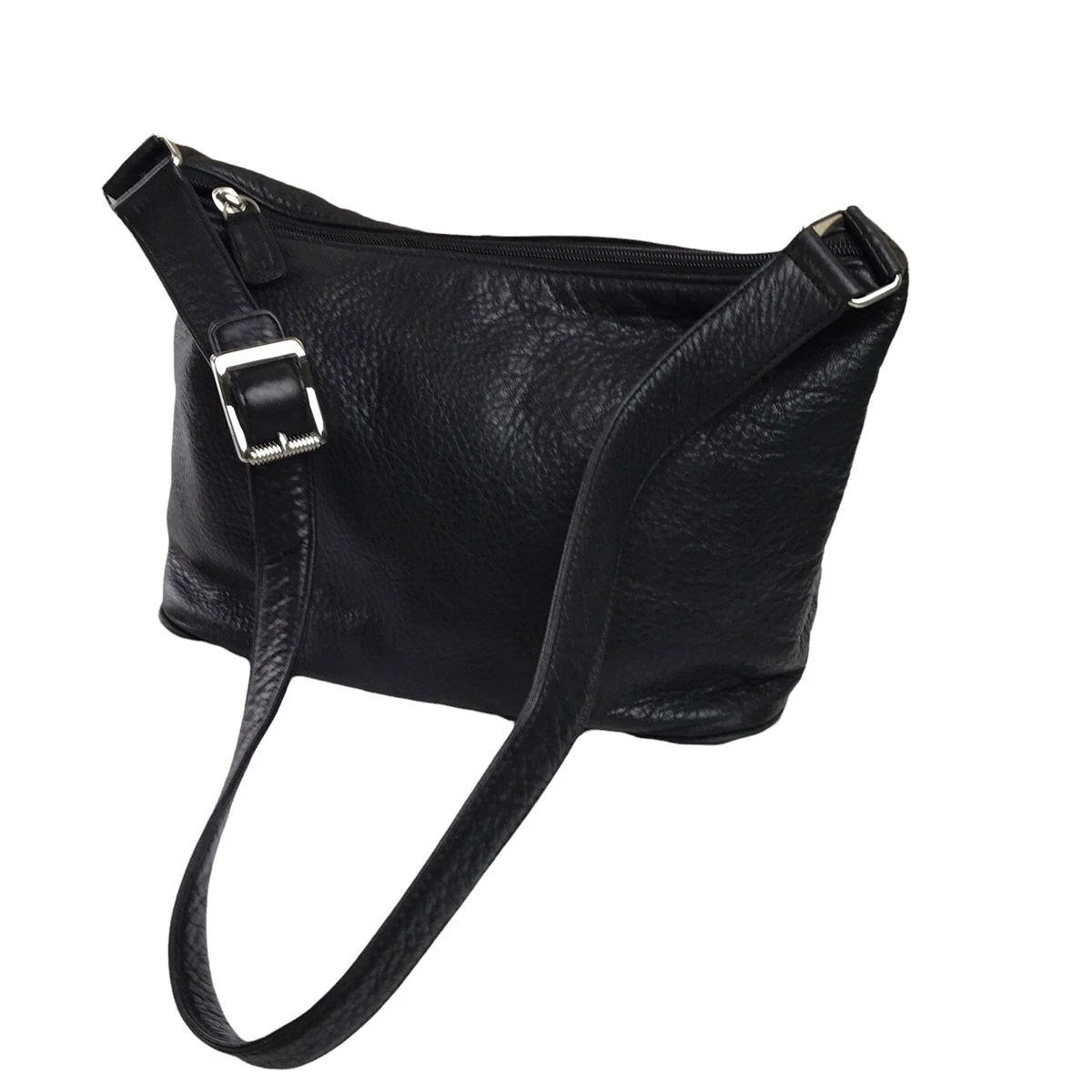TALBOTS Black Premium PEBBLED LEATHER HOBO Shoulder Bag