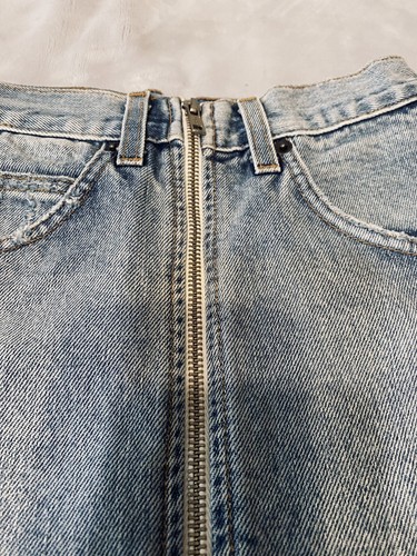 Carmar Mini Jean Skirt neon see thru sides $196 EUC size 24 Rave Y2K FESTIVAL - Picture 7 of 19