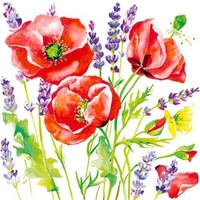 20 Servietten Blumen Poppy Flowers Mohnblumen Wiese Sommer Tischdeko 33X33Cm