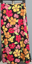 TALBOTS Women's FLORAL SKIRT Orange Red SIZE 4 PETITE Full Length