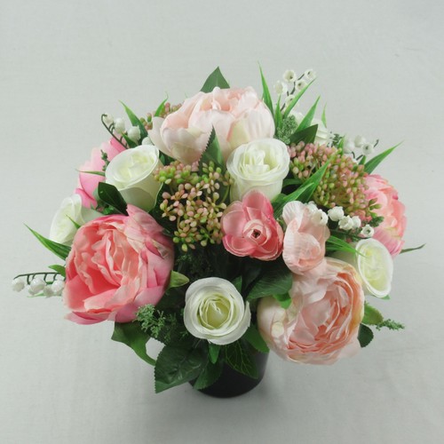 Artificial silk flowers memorial Crem Pot - Grave arrangement FREE P&P HandMade - Picture 7 of 7