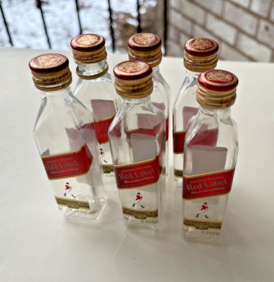 6 (Six) EMPTY Johnnie Walker Red Label Whisky 50ml Miniature