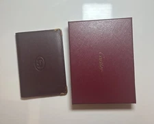 NIB~ Cartier Must de Cartier Leather Passport holder Case ID Black/Red Authentic