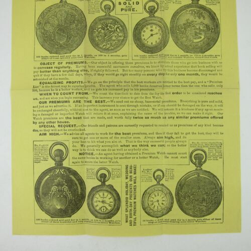 Historical Publishing Co Philadelphia PA Werbung Prämien Taschenuhr 1880er - Bild 3 von 12