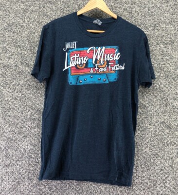 Next Level Apparel Joliet Latino Music & Food Festival T-Shirt Blue Sz M Graphic