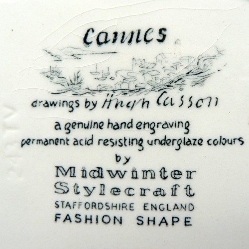 MIDWINTER POTTERY CANNES NEW SHAPE TV TRAY TENNIS PLATE 1950S 243/TV HUGH CASSON - Picture 4 of 11