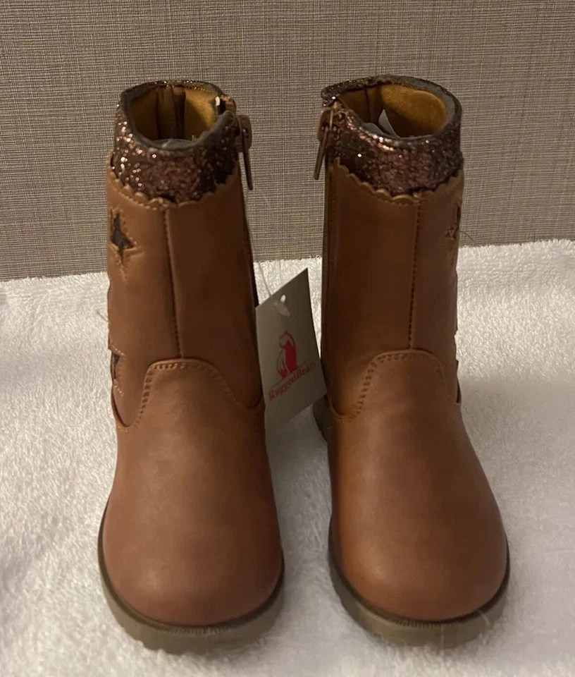 Bota con cremallera de oso resistente para niños pequeños, cuero sintético talla 5 marrón NUEVA envío gratuito Foto 2 de 4