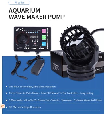 New Hsbao W-40 Controllable 24v DC Wave Maker Powerhead Pump 13000L/H (3434GPH) 
