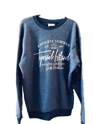 Salty Wave Collection XL Topsail Island North Carolina Sweatshirt Blue Crewneck
