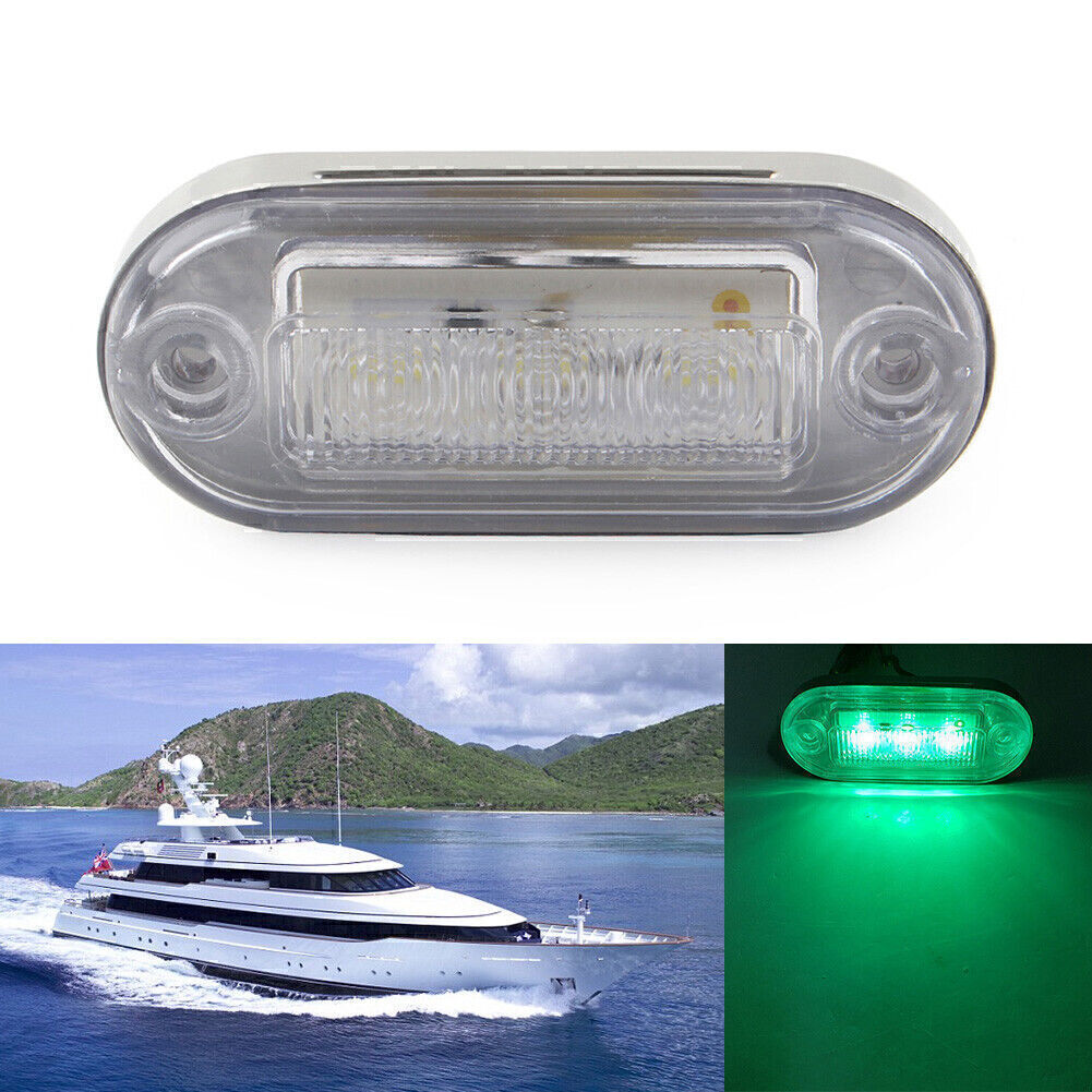 12V LED Navigation Signal Light Lamp Fit Truck Trailer RV Boat Yacht Green