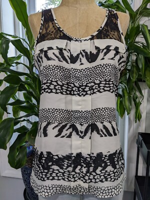 NWT express women's dress tank top zebra animal print xs black and white