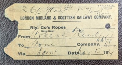 1934 London Midland & Scottish Railway Freight Label - Stoke-on-Trent to Stone