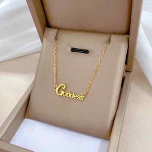 Authentic Womens 18K Gold Plated Goddess Signature Pendant Necklace