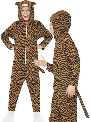 Kids Tiger Costume Cat Jumpsuit Kids Boys Girls Fancy Dress Outfit Age 4-12