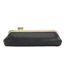 kisslock Clutch Purse, Microfiber Leather Evening Bag with Gold Frame Clasp, ...