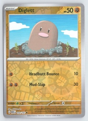 Diglett 050/165 Common 151 Pokemon Reverse Holo Near Mint