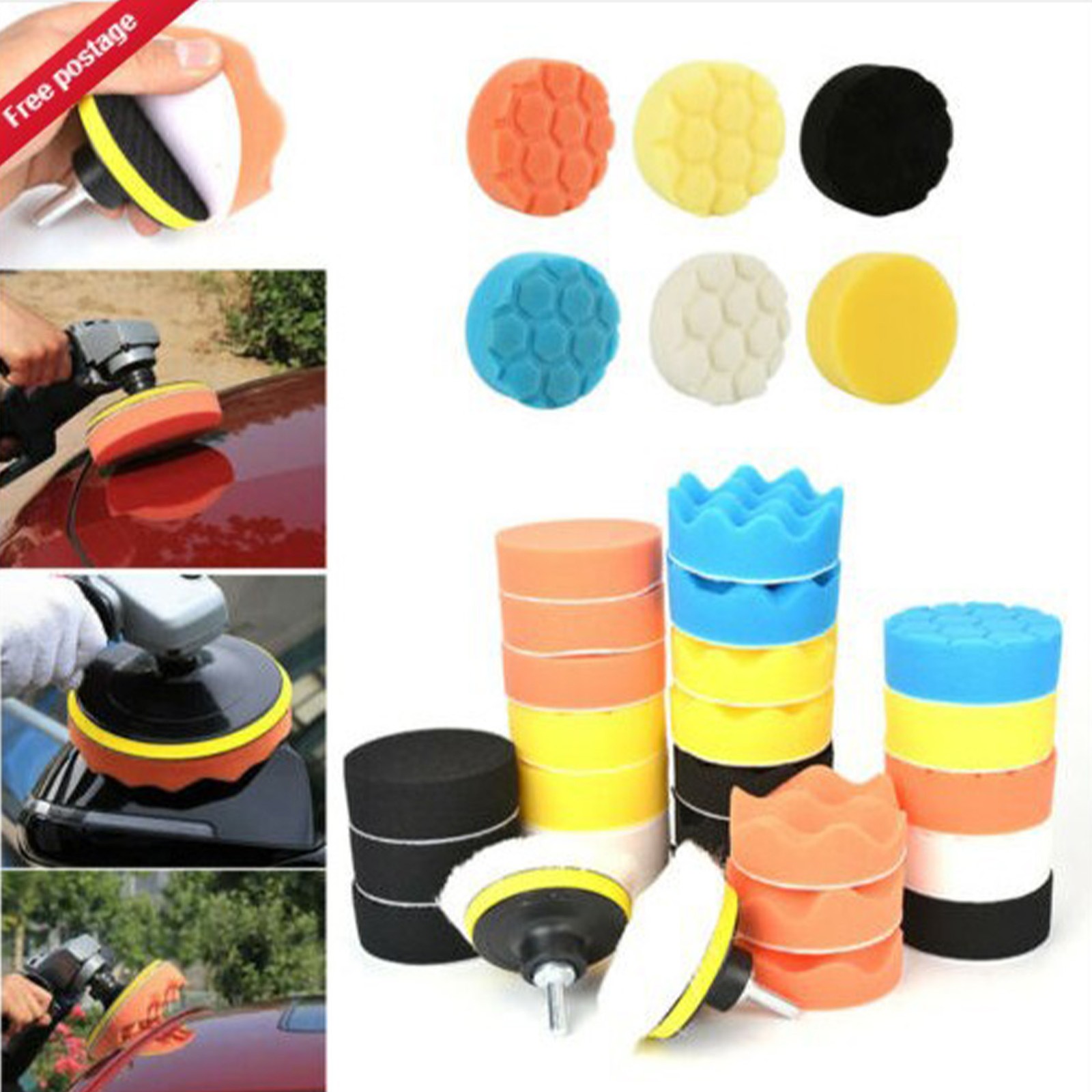 50pcs Car Polishing Pad 3in Waxing Buffing Sponge Pad Kit For Car Detailing